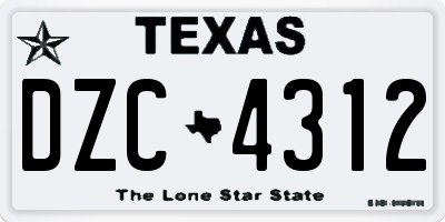 TX license plate DZC4312
