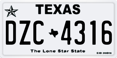 TX license plate DZC4316