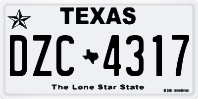 TX license plate DZC4317