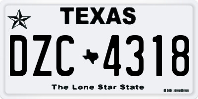 TX license plate DZC4318