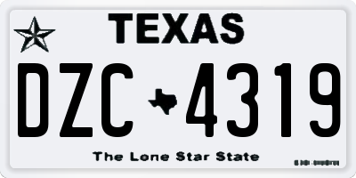 TX license plate DZC4319