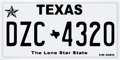 TX license plate DZC4320