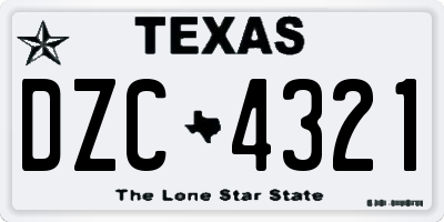 TX license plate DZC4321