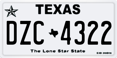 TX license plate DZC4322