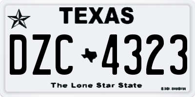 TX license plate DZC4323