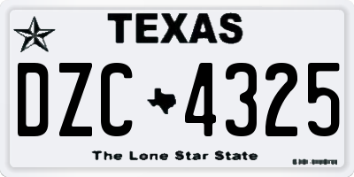 TX license plate DZC4325