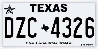 TX license plate DZC4326