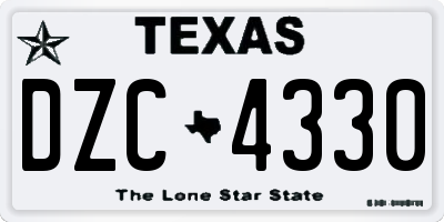 TX license plate DZC4330