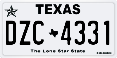 TX license plate DZC4331