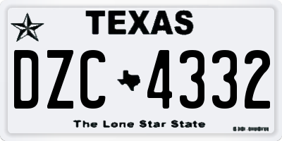 TX license plate DZC4332