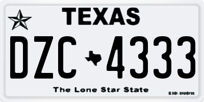 TX license plate DZC4333