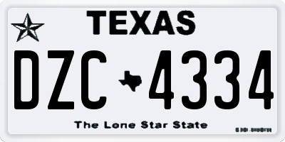 TX license plate DZC4334