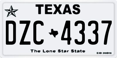 TX license plate DZC4337