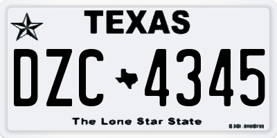 TX license plate DZC4345