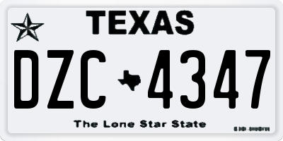 TX license plate DZC4347