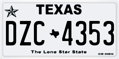 TX license plate DZC4353
