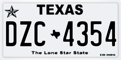 TX license plate DZC4354
