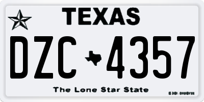 TX license plate DZC4357