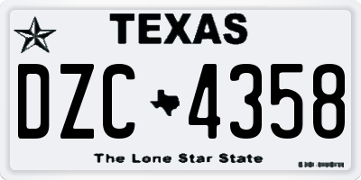 TX license plate DZC4358