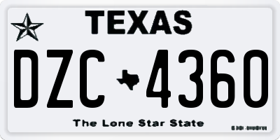 TX license plate DZC4360