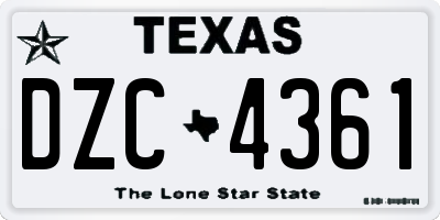 TX license plate DZC4361