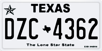 TX license plate DZC4362