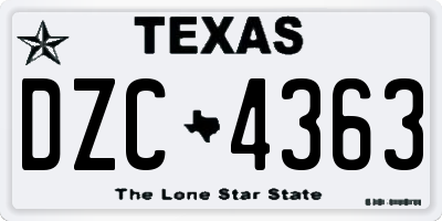 TX license plate DZC4363