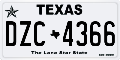 TX license plate DZC4366