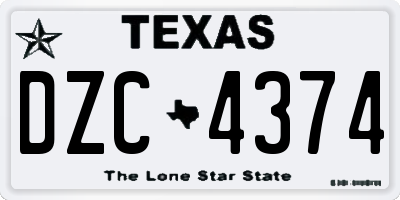 TX license plate DZC4374
