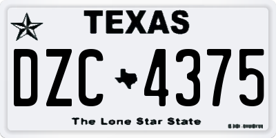 TX license plate DZC4375