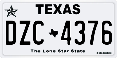 TX license plate DZC4376