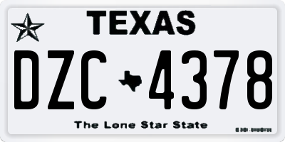 TX license plate DZC4378
