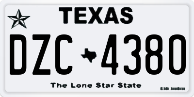 TX license plate DZC4380