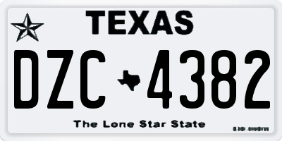 TX license plate DZC4382