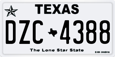 TX license plate DZC4388