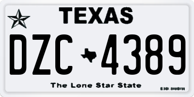 TX license plate DZC4389