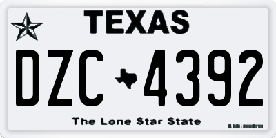 TX license plate DZC4392