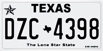 TX license plate DZC4398