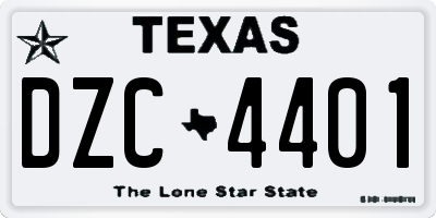 TX license plate DZC4401