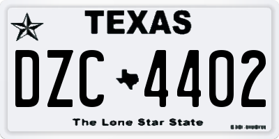 TX license plate DZC4402