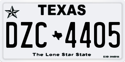 TX license plate DZC4405