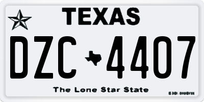 TX license plate DZC4407