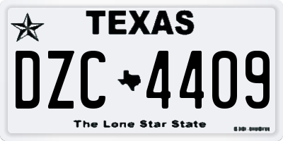 TX license plate DZC4409