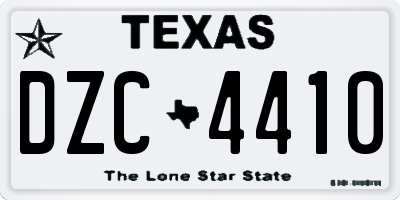 TX license plate DZC4410