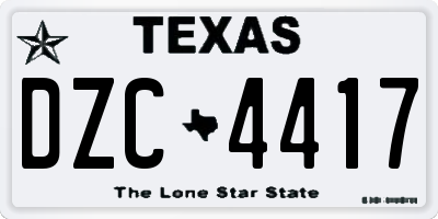 TX license plate DZC4417