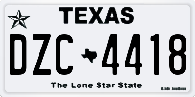 TX license plate DZC4418