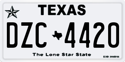 TX license plate DZC4420