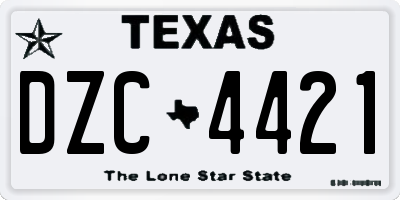 TX license plate DZC4421