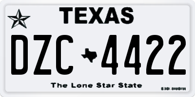 TX license plate DZC4422
