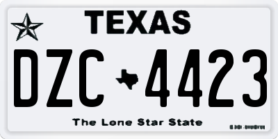 TX license plate DZC4423